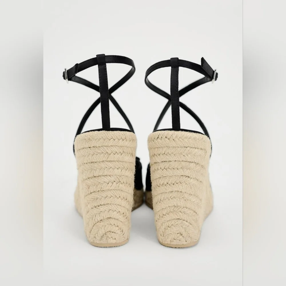 Zara Satin Effect Wedge Sandals
